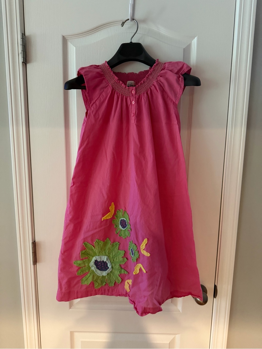 Mini Boden Bright Pink Floral Appliqué Dress